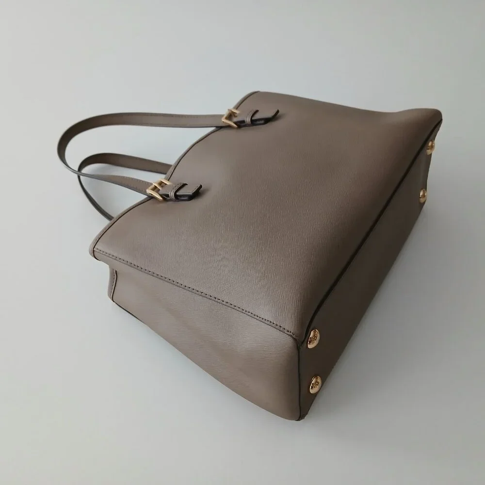 Michael Kors Saffiano Leather Medium Tote - Khaki w/ Gold Hardware